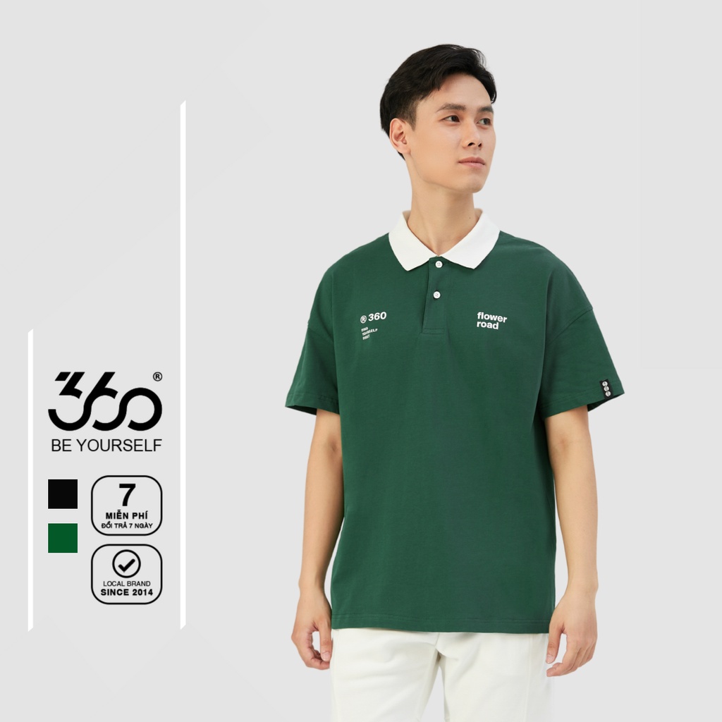 Áo polo nam cổ bẻ thương hiệu 360 Boutique hai màu xanh đen cotton cao cấp - POHOL313