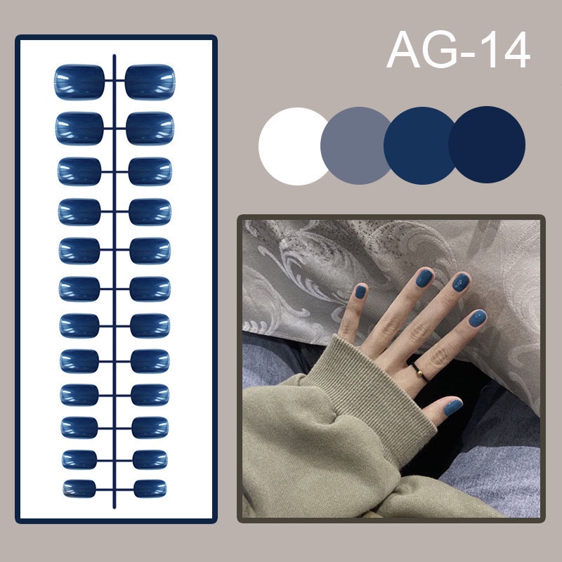 Set 24 móng tay giả mini màu sắc xinh xắn