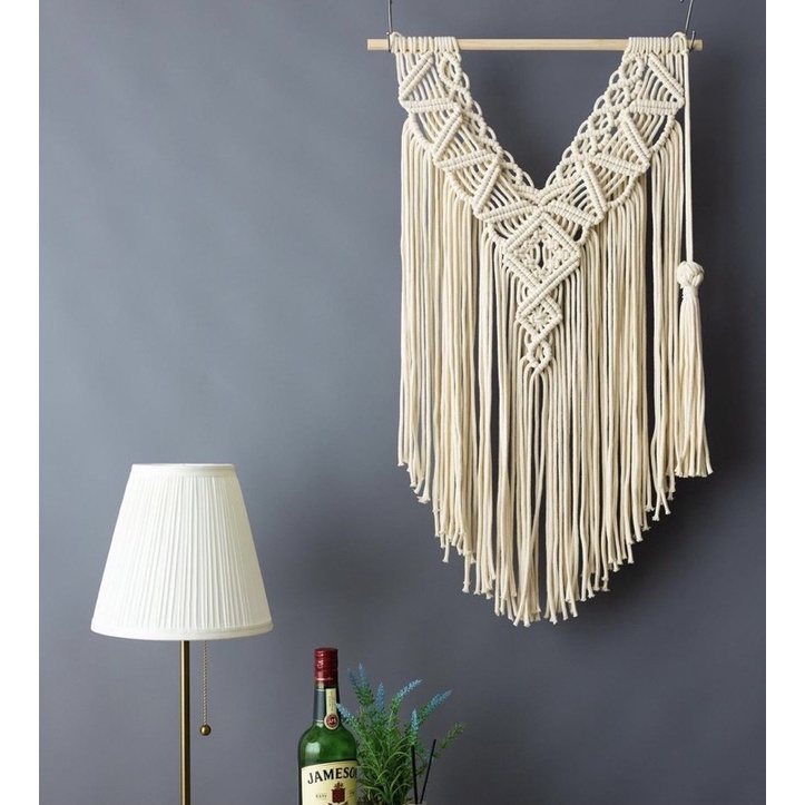 (35x55)thảm/rèm dây thừng macrame treo tường trang trí.