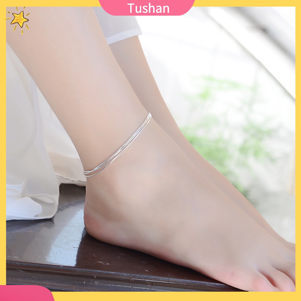 TUSH_Minimalist Women 3 Layers Snake Chain Bracelet Bangle Adjustable Jewelry Gift