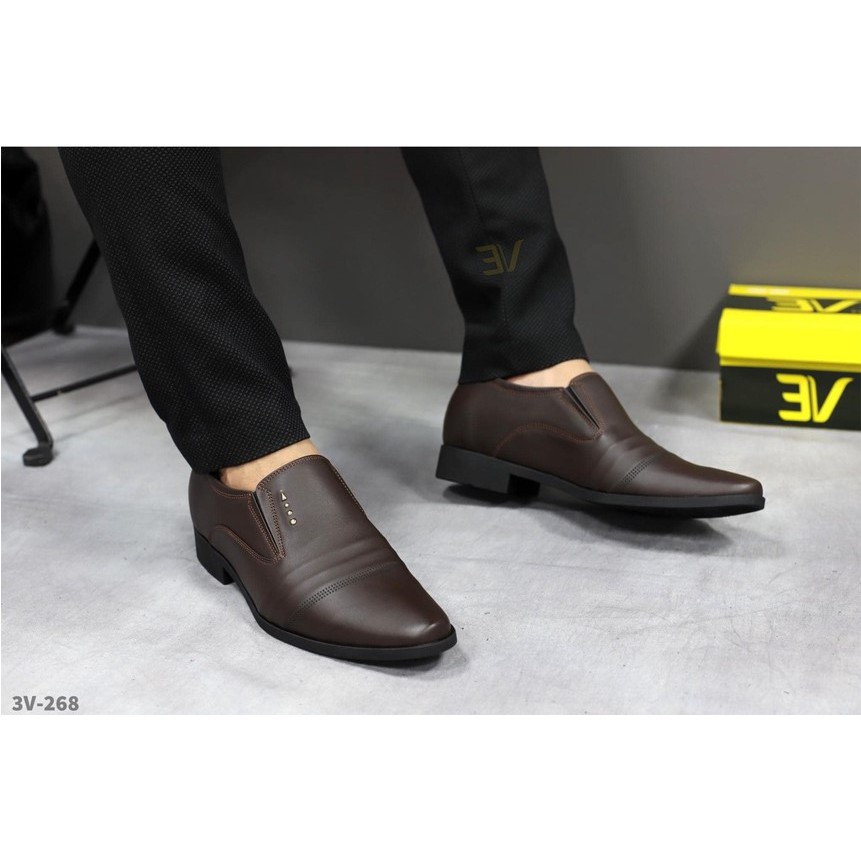 Giày tây nam da mềm - giầy công sở dễ phối đồ Sản phẩm giày tây dập vân trên mặt tăng chiều cao 6 cm