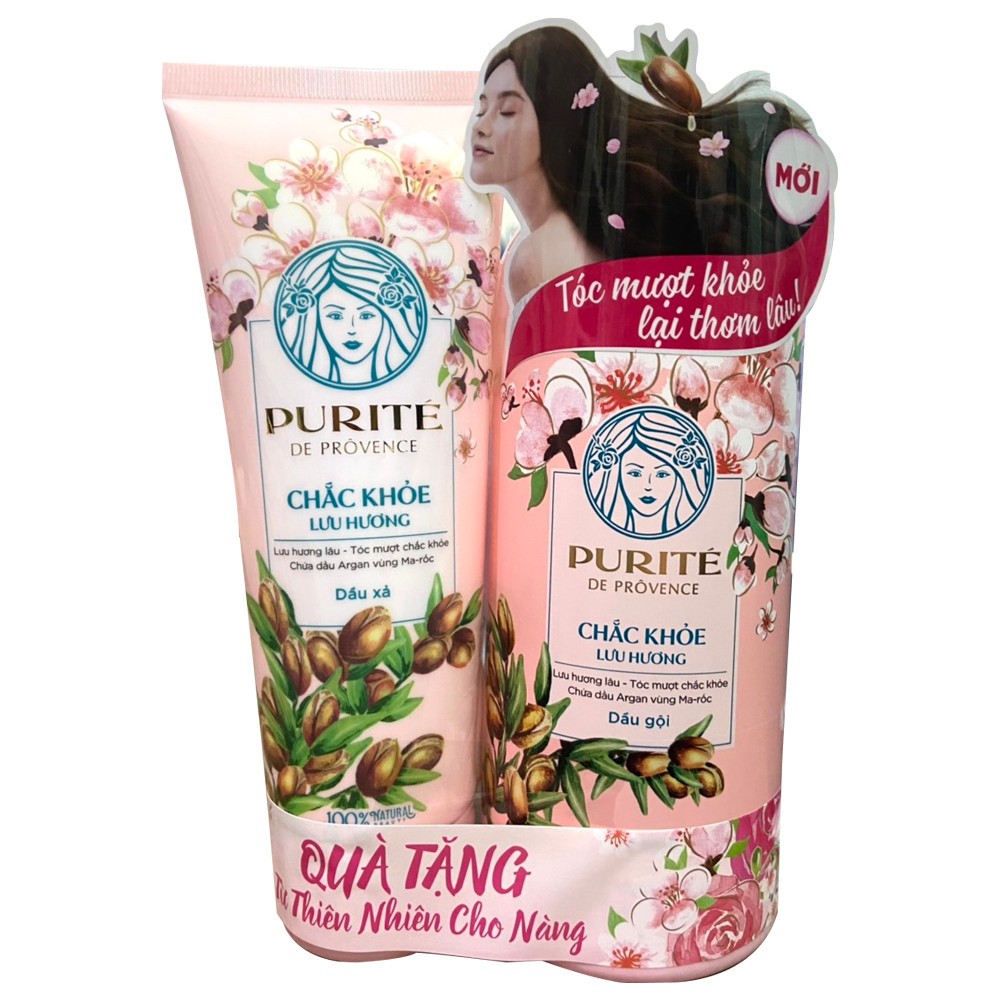 Dầu Gội Chắc Khỏe Lưu Hương Purite By Provence Cherry Blossom & Moroccan Argan Oil 600ml - tặng dầu xả 150ml