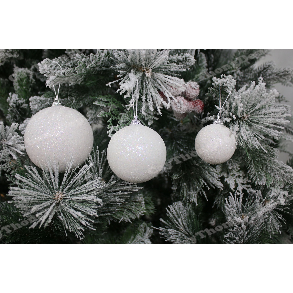 6 châu noel kim tuyến trắng 6cm, 8cm, 10cm