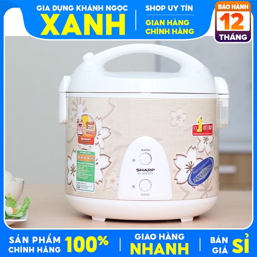 Nồi cơm điện Sharp 1.8 lít KS-N191ETV-Hàng trưng bày -SX Thailan,Lòng nồi chống dính,nấu 3D