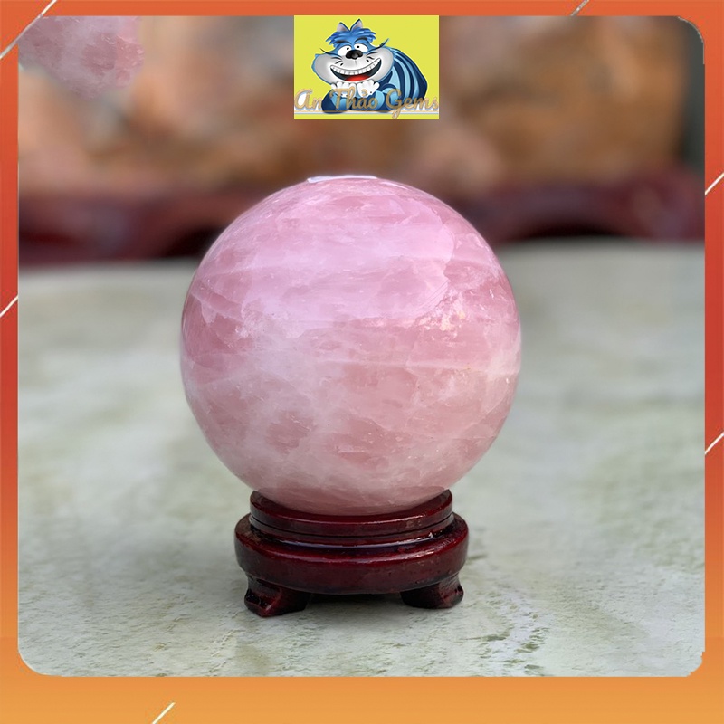 Quả Cầu Phong Thủy Đá Thach Anh HồngTự Nhiên Size 7cm - Trang Trí Bàn Làm Việc