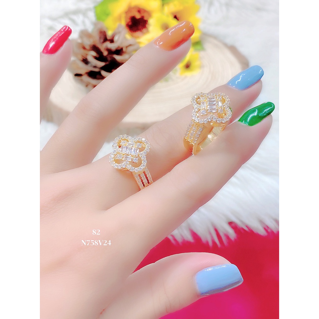 UHA - Nhẫn nữ UHA mạ 18K, xi kim đính đá CZ N758