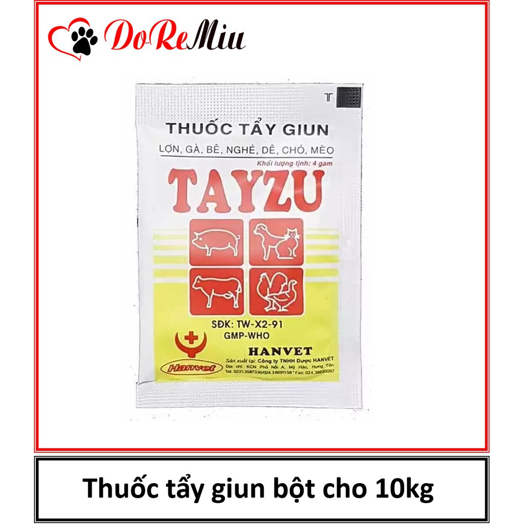 (1 gói 4gr )Tayzu- tay giun Xổ lãi chó mèo và gia cầm, gà chọi