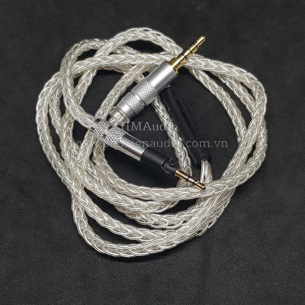 Dây tai nghe đồng mạ bạc OFC 1.0mm tết 8 - Sennheiser HD598/ HD560s