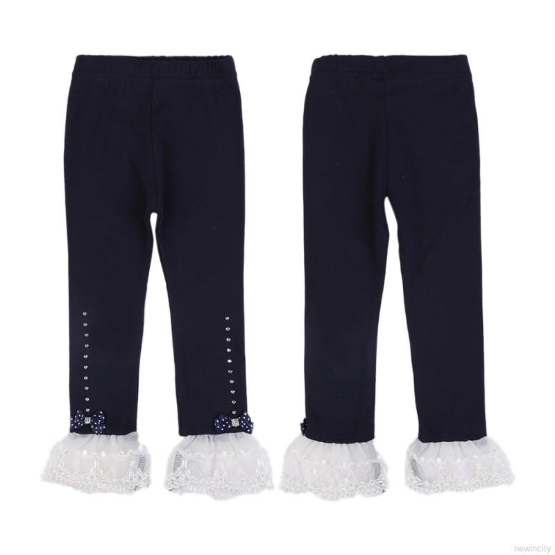 Quần legging phối ren hoa thời trang cho bé gái