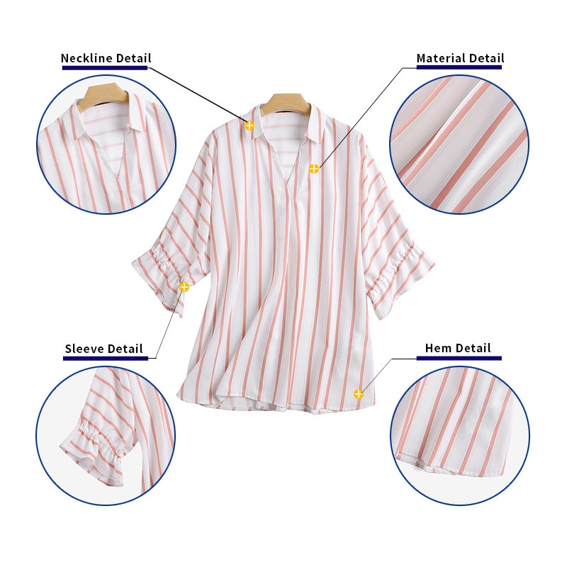Áo sơ mi Zanzea cổ chữ V tay dài họa tiết kẻ sọc thời trang dành cho nữ