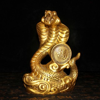 Tượng linh vật con rắn chầu chữ phúc bằng đồng thau cỡ trung phong thủy Hồng Thắng