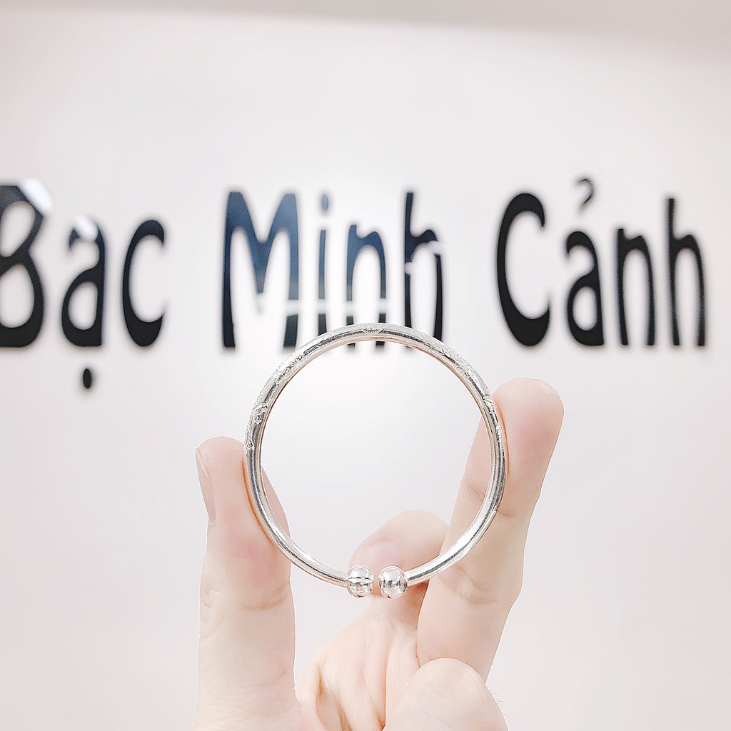 Kiềng Bạc Chạm Khắc Họa Tiết Hình Rồng Cho Bé - Minh Canh Jewelry