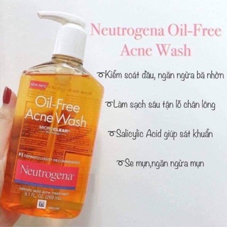 Sữa Rữa Mặt Neutrogena Oil Free Acne Wash (269ml) - Tạm Biệt Nỗi Lo Dầu-Mụn