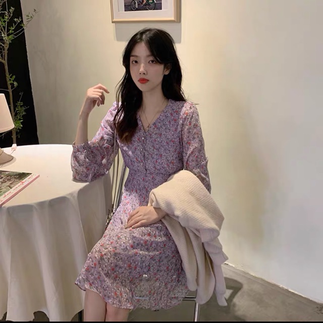 Váy voan tím hoa nhí