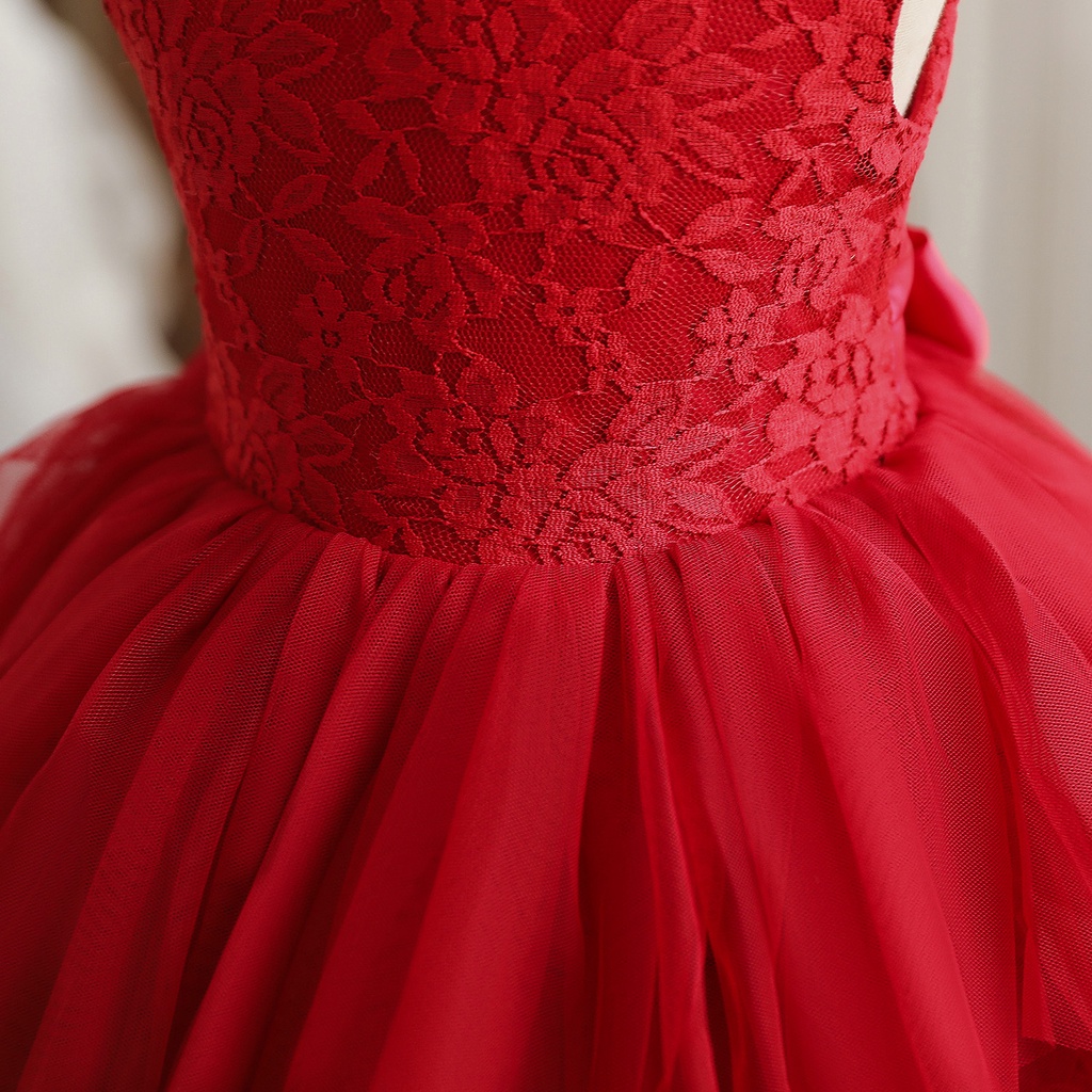 Đầm Vải Tuyn Phối Ren Phong Cách Giáng Sinh Cho Bé Gái 1 Tuổi