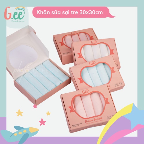 Sét 5 khăn sữa sợi tre cao cấp (30x30) Gee - Siêu mềm mịn kháng khuẩn