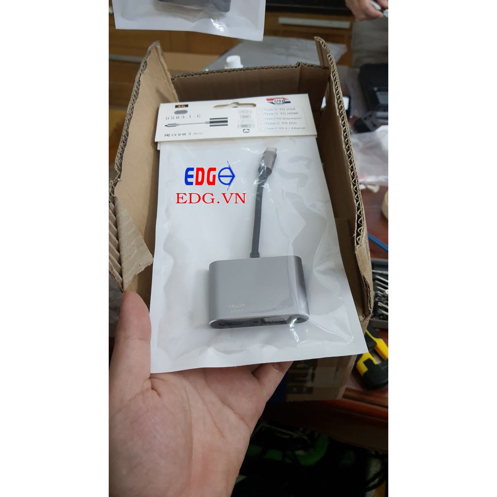 Cáp type-c to HDMI 2k-4k + VGA