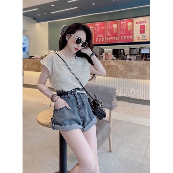 Áo Len Lưới Tay Ngắn Cổ Viền Xích Thời Thượng | Smide Clothing