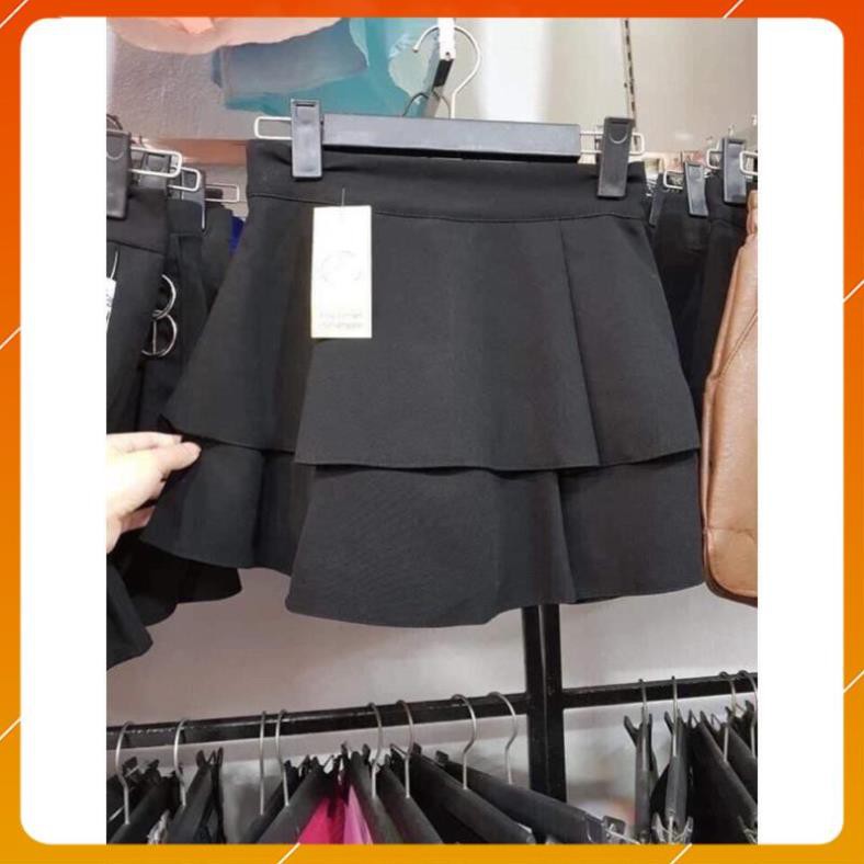 Chân váy xòe ngắn xếp ly - có quần lót trong - chất vải Umi hàn - màu đen cực xinh dễ phối đồ