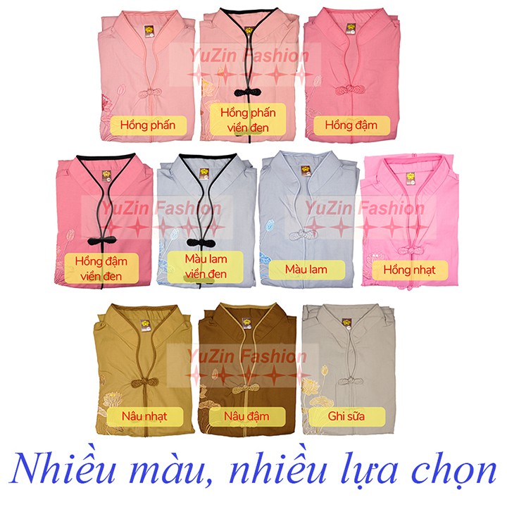 Bộ phật tử Cổ tàu thêu sen - Đồ lam đi chùa Bà Lai vải Cotton mịn giá rẻ - YuZin Store | BigBuy360 - bigbuy360.vn