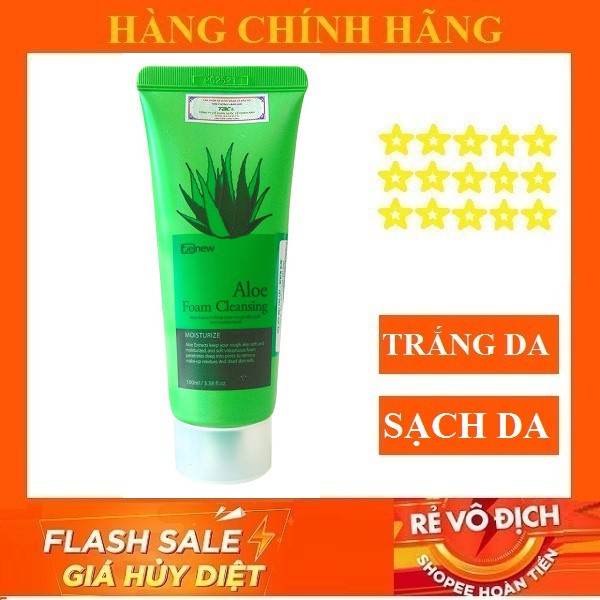 HÀNG CHÍNH HÃNG- Sữa rửa mặt lô hội trắng da, xóa thâm xạm, ngừa mụn ALOE CREAM BENEW Hàn quốc 100ml/Hộp
