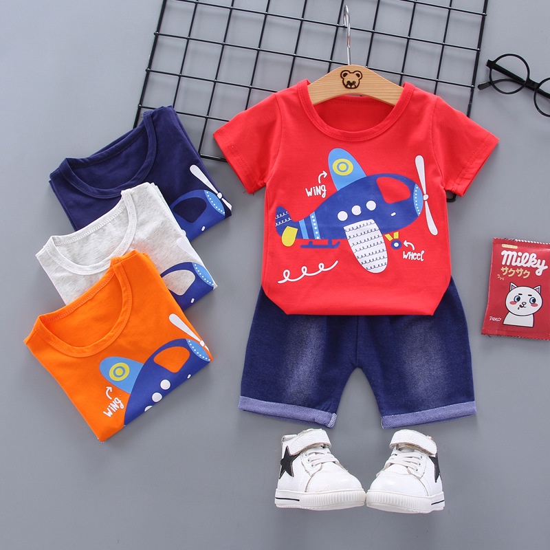 Chàng trai mùa hè ngắn tay phù hợp với 0-4 năm thời trang T-shirt bé ngắn tay + quần short của hai mảnh phù hợp