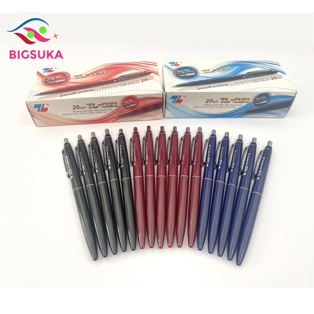 Bút bi Thiên Long 031 xanh cute nhiều màu , Đầu bút bi 0.5mm BIGSUKA