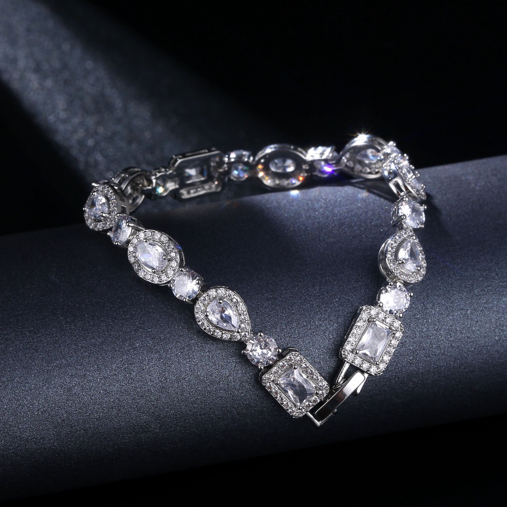 Vòng Tay Đính Đá Zircon Nhiều Hình Dạng Thời Trang Cho Nữ