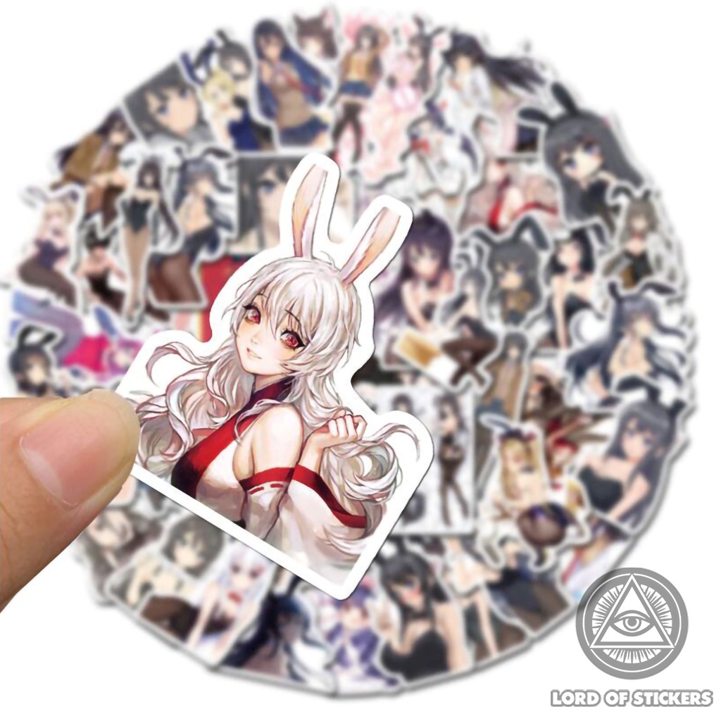 Set 50 Hình Dán Cô Gái Thỏ Anime Waifu Sticker Mai Sakurajima Bunny Girl Chống Thấm Nước Trang Trí Mũ Bảo Hiểm, Laptop