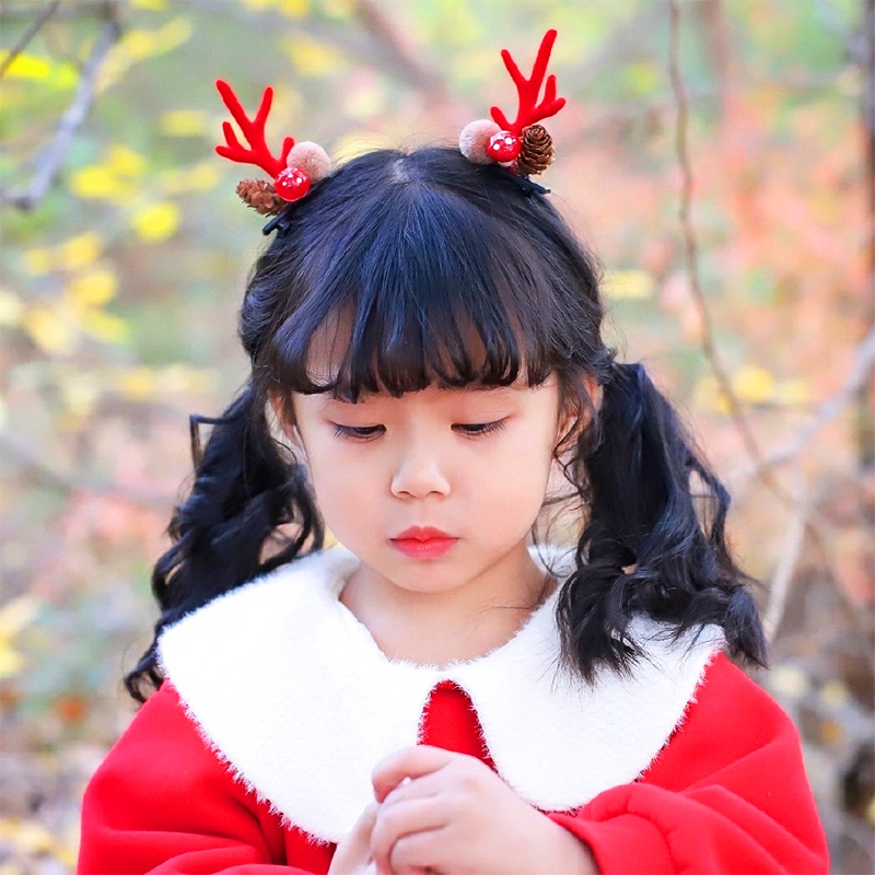 Kẹp tóc Giáng sinh trang trí lạ mắt Baby-S, Set 2 kẹp tóc Noel sừng tuần lộc đáng yêu (2pcs) – SP124