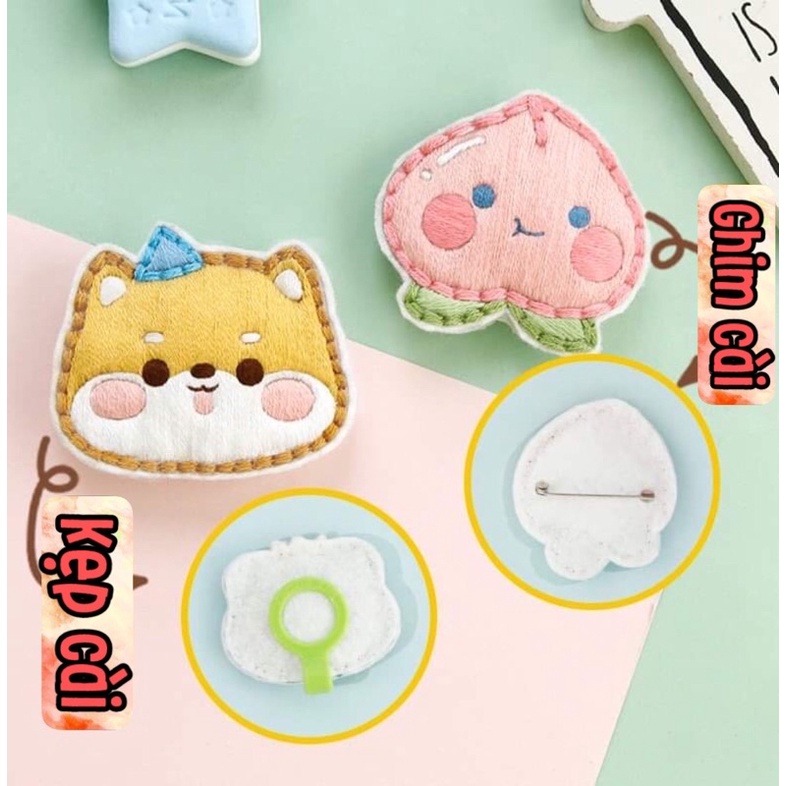 [ CÓ SẴN ] DIY / BỘ KIT TỰ THÊU GHIM CÀI ÁO CHỐNG MUỖI HÌNH THÚ DỄ THƯƠNG
