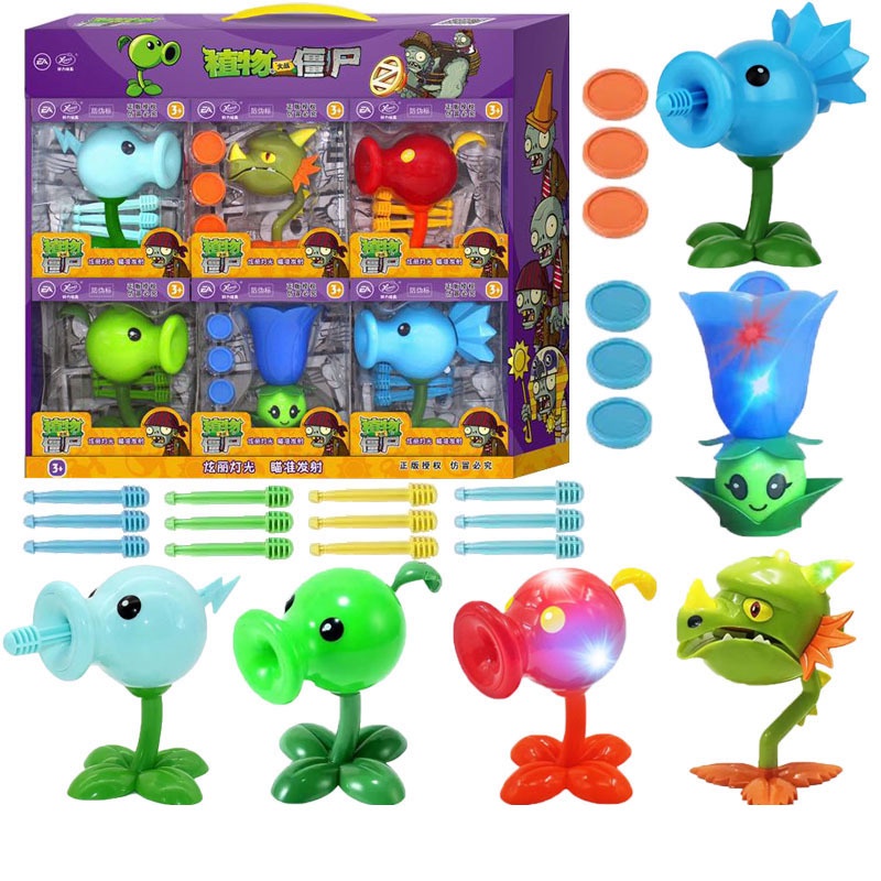 Hot Plants Vs. Zombie Toys Peashooter Pvz Light Action Figure Tabletop Battle Game Launch Back Model Children Toy Gift