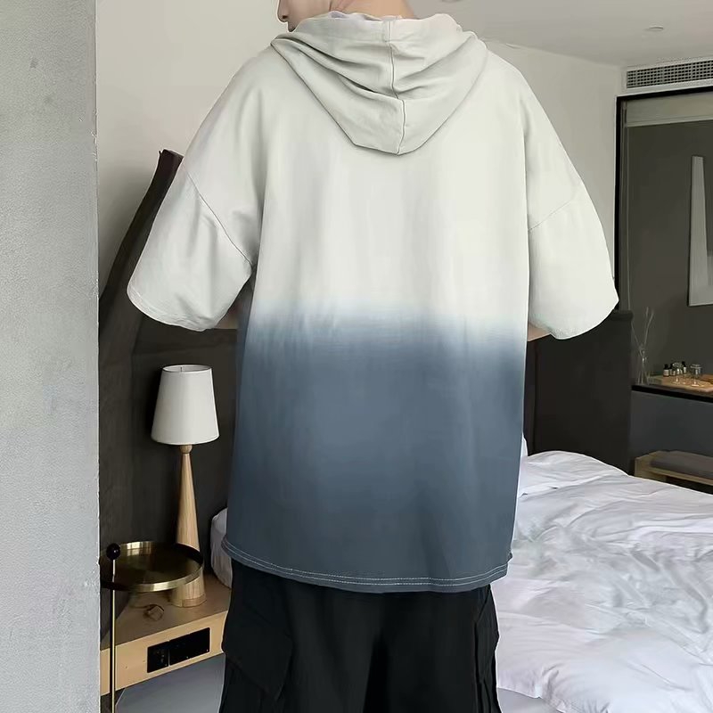 Áo hoodie tay ngắn dáng rộng phong cách Hàn Quốc thời trang cho nam | BigBuy360 - bigbuy360.vn