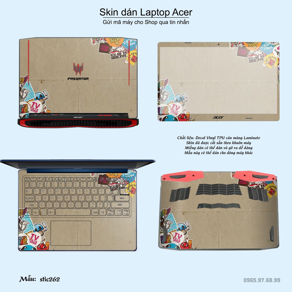 Skin dán Laptop Acer in hình sticker bomb _nhiều mẫu 2 (inbox mã máy cho Shop)