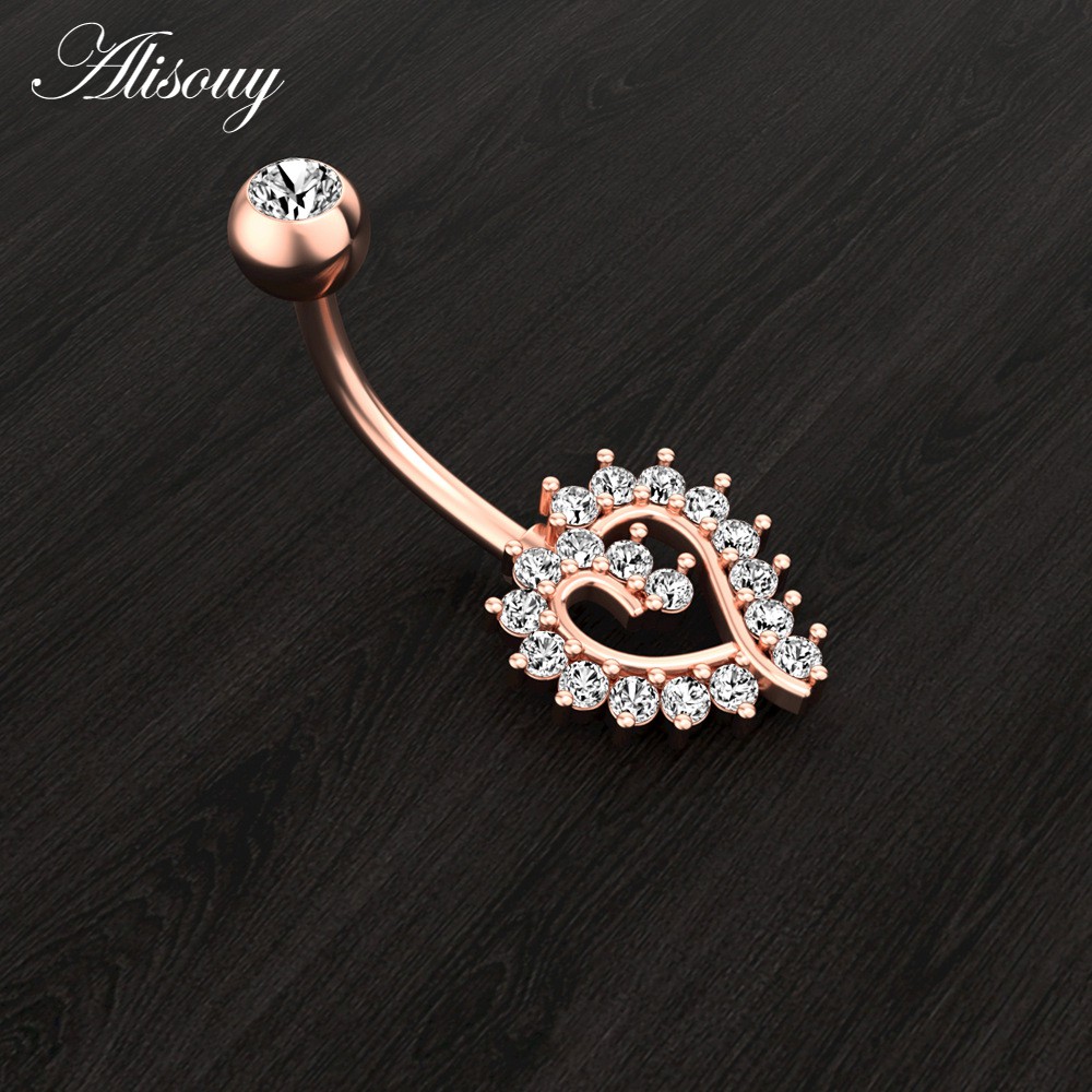 1 Khuyên Rốn Bằng Thép Không Gỉ Đính Đá zircon Hình Hoa / Nơ / Trái Tim