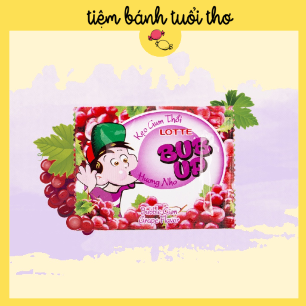 Combo Dây Kẹo Sing Gum Lotte Bup Up (8 tép) 3 vị Dâu Cam Nho Ăn Vặt Tuổi Thơ