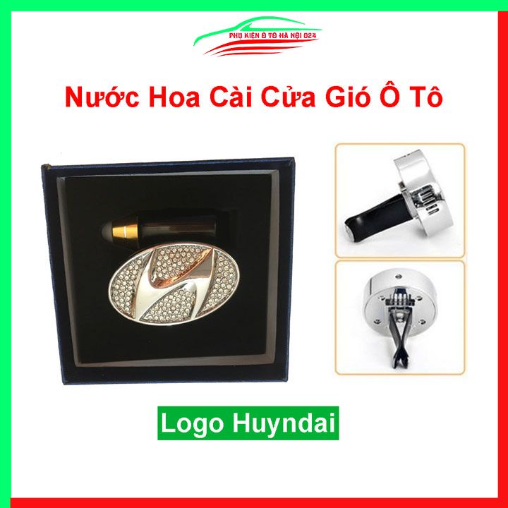 Nước hoa cài cửa gió điều hòa ô tô gắn đá logo Hyundai sang trọng