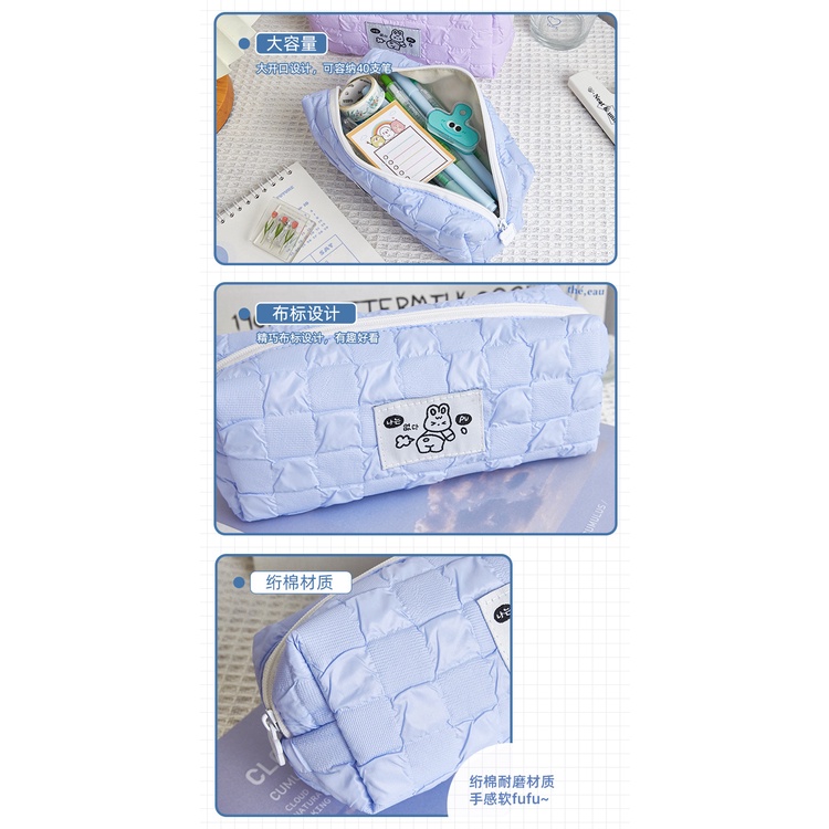 Túi Đựng Bút Chì / Mỹ Phẩm Bằng Vải Cỡ Lớn Họa Tiết Gấu Dễ Thương