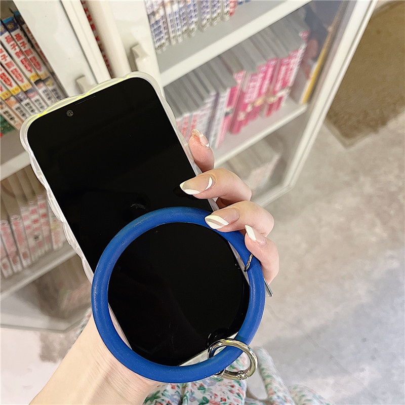 Ốp lưng iphone Ốp Điện Thoại Silicon Hình Hoa Xanh Dương Phối Vòng Đeo Tay Phù Hợp Cho Apple 13 Iphone 12 11 14pro 6 6Splus X XR Promax Dinuo case