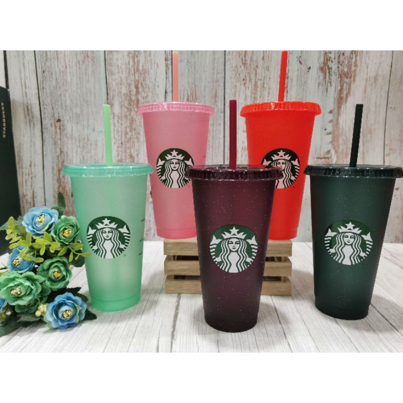 Ly Uống Nước STARBUCKS Bằng Nhựa Có Nắp Và Ống Hút Dung Tích 24oz