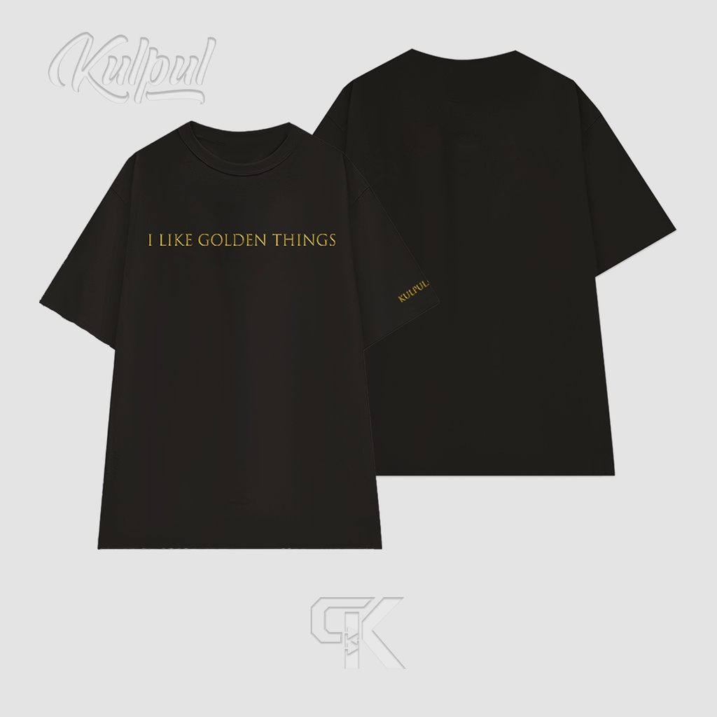 Áo Thun Unisex Màu Đen Hình Thêu I Like Golden Things Áo Phông Unisex