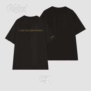 Áo Thun Unisex Màu Đen Hình Thêu I Like Golden Things Áo Phông Unisex