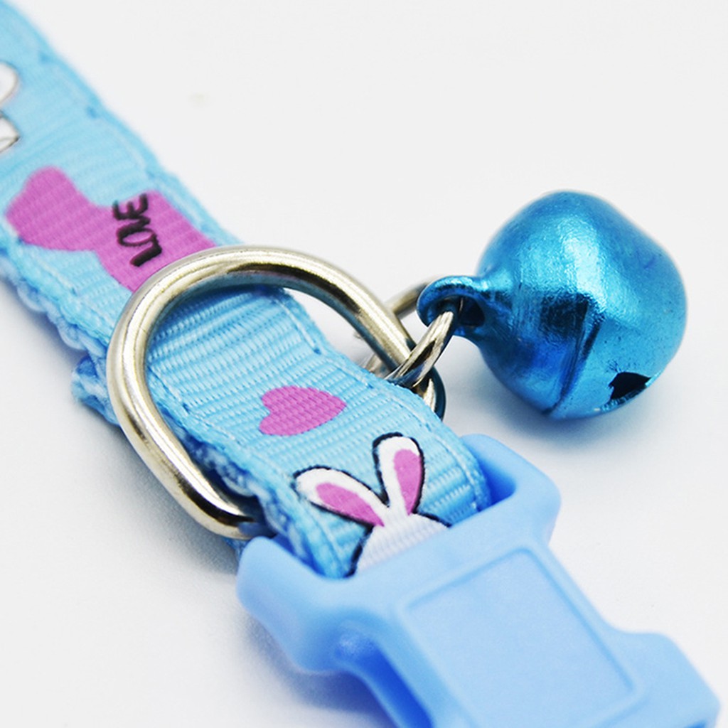 Vòng cổ in họa tiết hoạt hình có quả chuông màu trơn ngộ nghĩnh đáng yêu cho thú cưng