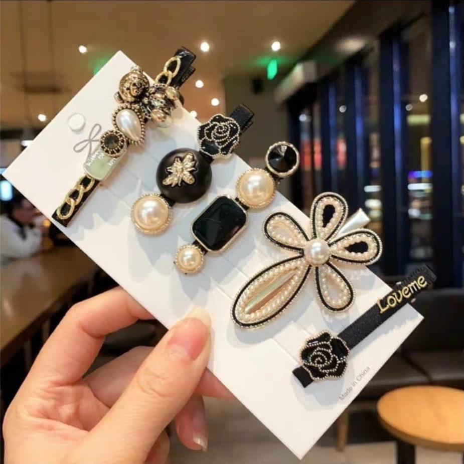 Set 5 kẹp tóc tiểu thư cực sang chảnh màu đen - LADY