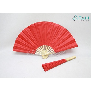 [2 LỚP - HÀNG ĐẸP] Quạt vải đỏ trang trí tết trơn màu 30x50cm