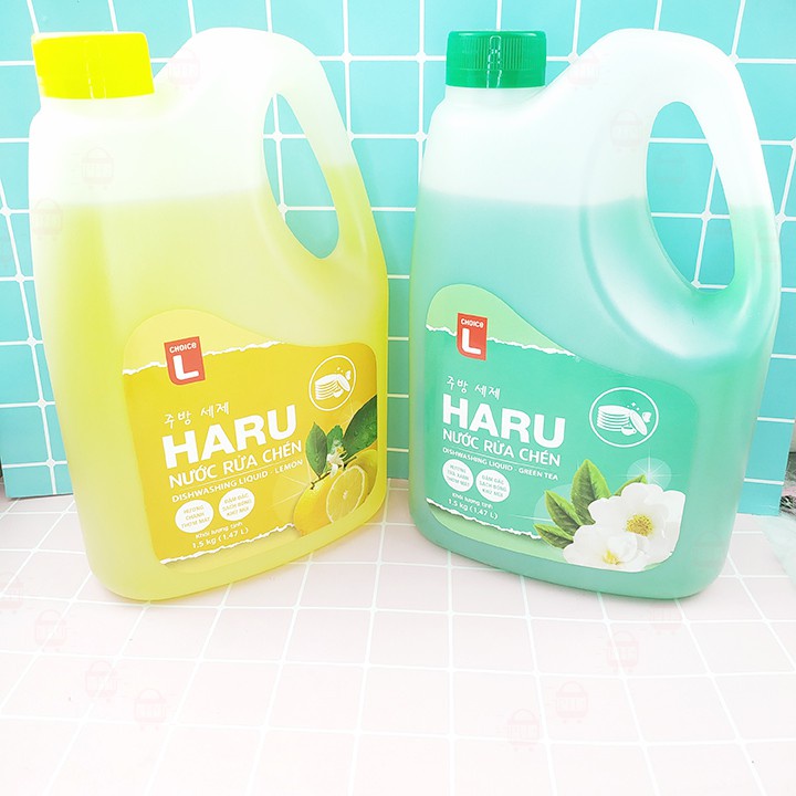 (Can 4L) Nước Rửa Chén Haru Hương Chanh / Trà Xanh Choice L 4KG
