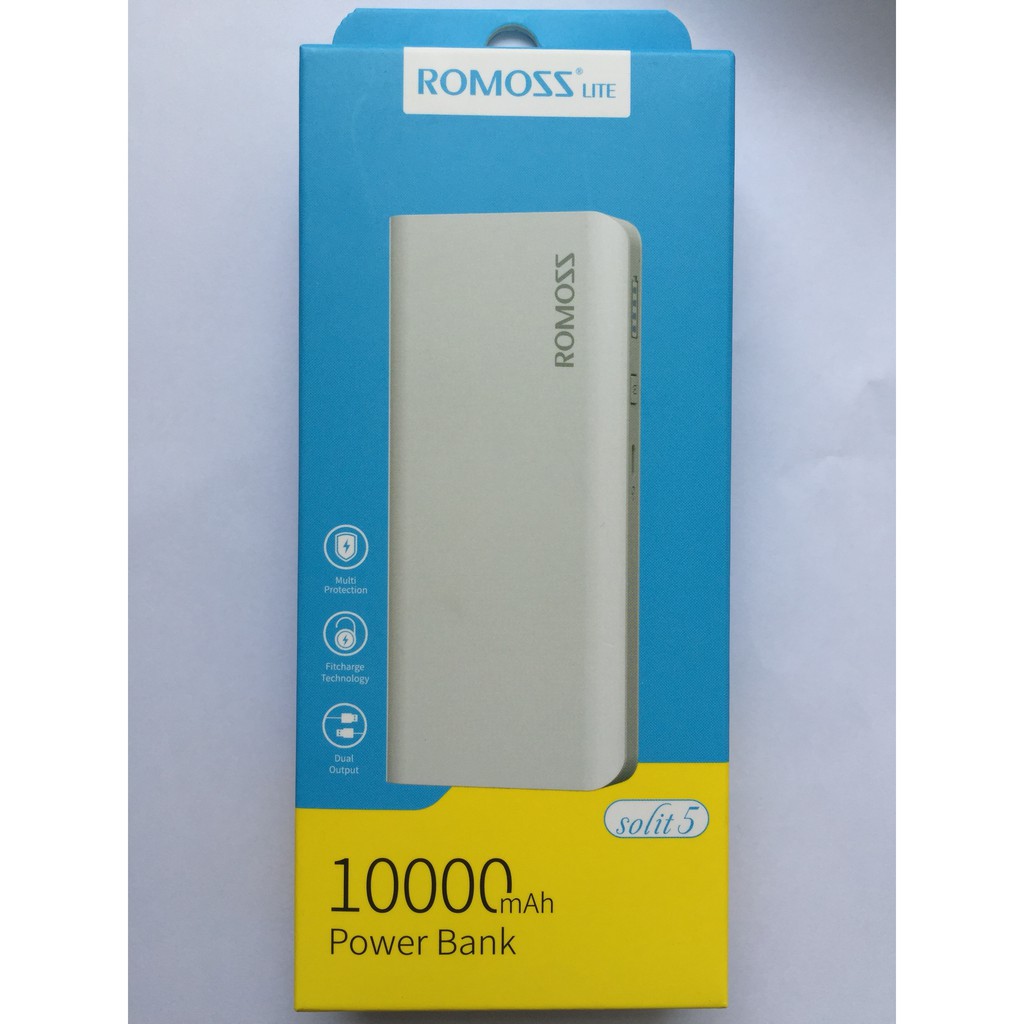 Pin sạc dự phòng 10.000mAh Romoss Solit 5 Input Micro USB (PH50-510-01) - Chính hãng