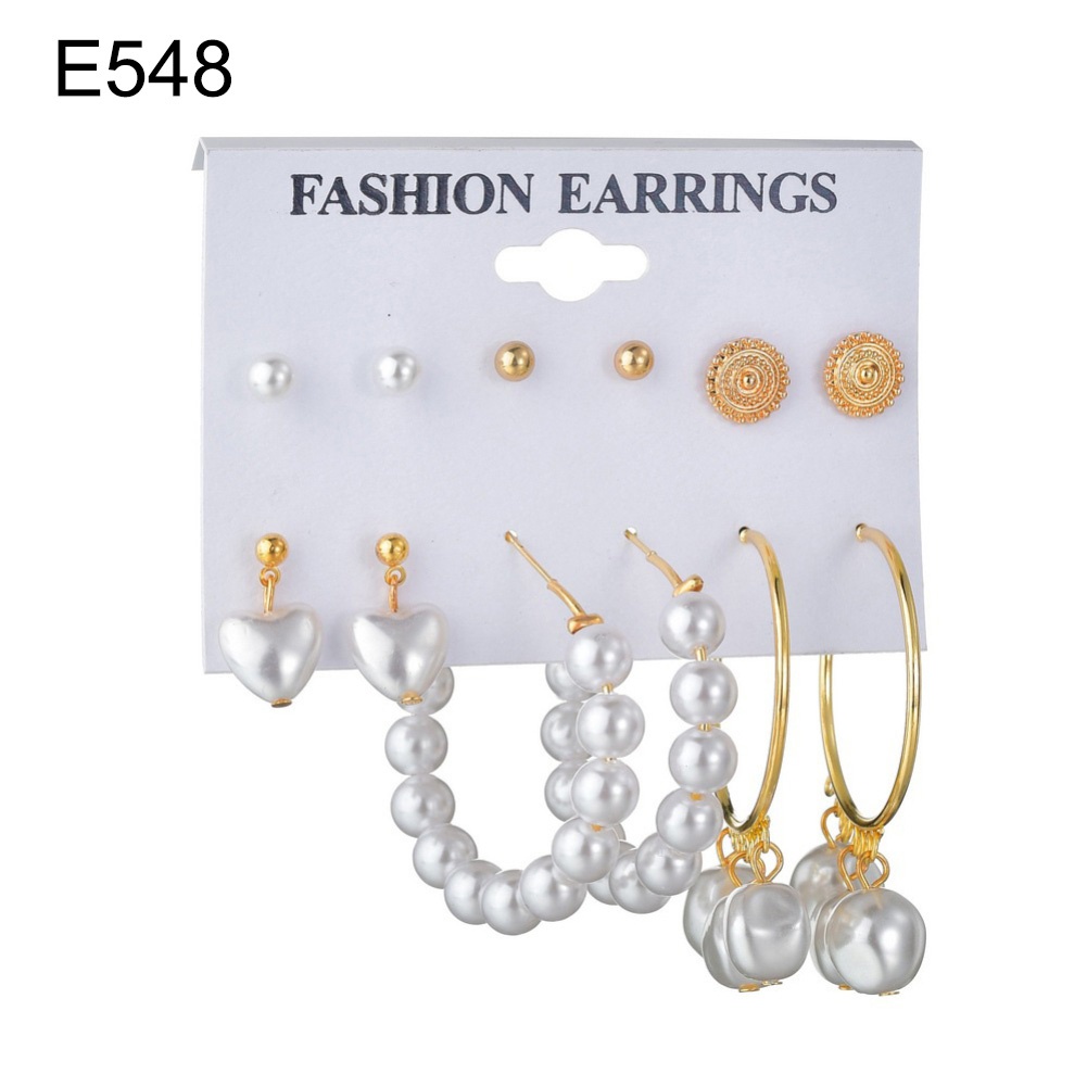 Set 6 Đôi Bông Tai Họa Tiết Hình Học Thời Trang Cho Nữ