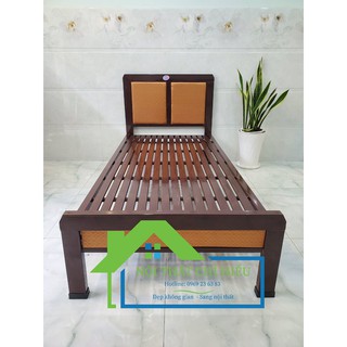 Giường sắt hộp kiểu gỗ 1m x 2m