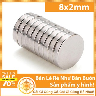 Nam châm viên vĩnh cửu D 8x2mm